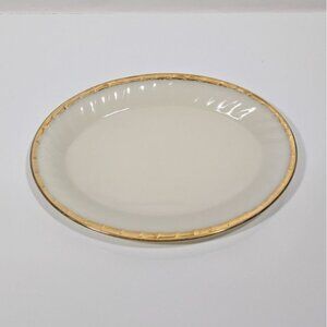 Fire-King Oven Ware Cream Oval Glass Serving Platter With Gold Trim Vintage